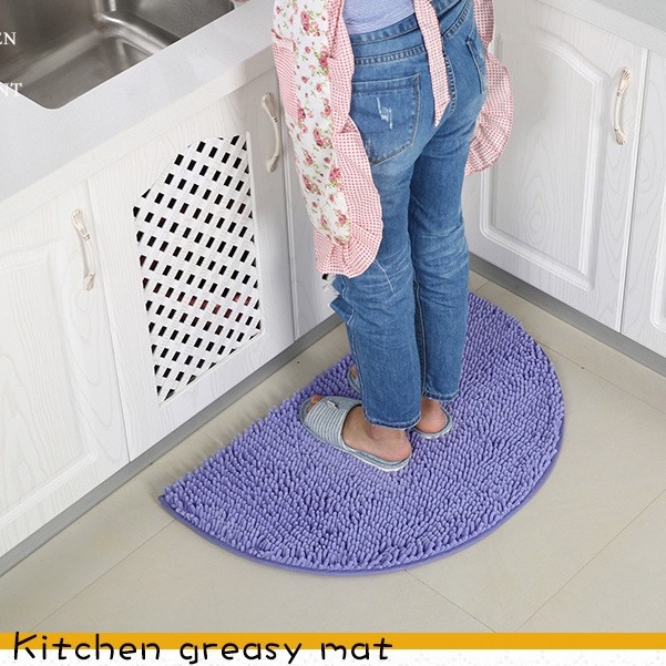 Thảm chùi chân MENGNI Chenille hình bán nguyệt thấm hút tốt chống trượt thích hợp cho phòng ngủ / nhà vệ sinh