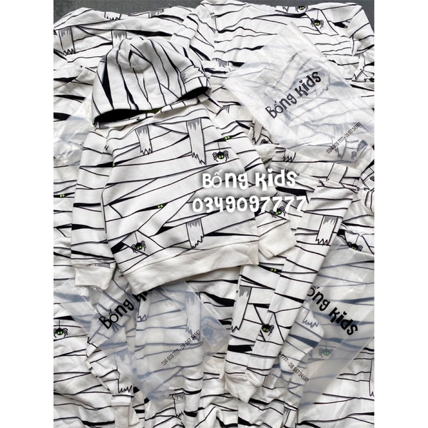 Bộ Nỉ Hoodie Bé Trai Nhện Giăng Tơ Halloween(bán lẻ áo lẻ quần)