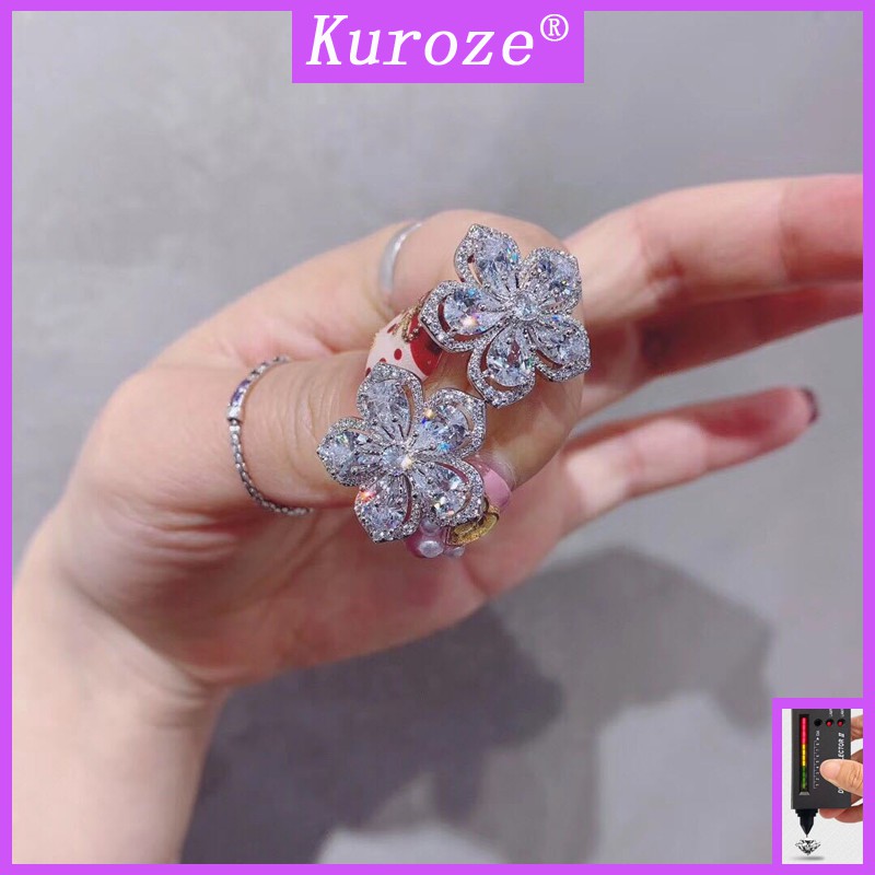 Bông Tai Mạ Bạc 925 Hình Moissanite Thời Trang Cho Nữ