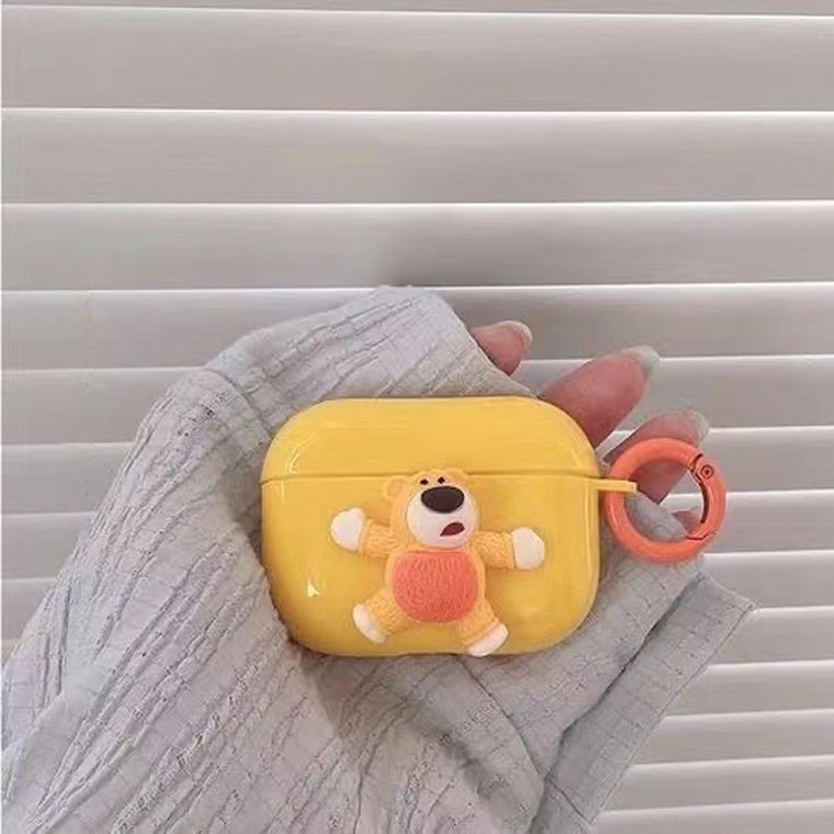 Vỏ bảo vệ hộp sạc tai nghe thích hợp cho Airpods 2/3 trong suốt kiểu chú gấu dễ thương