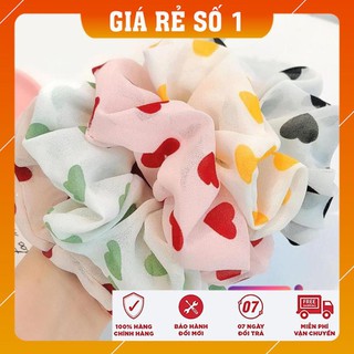 [FREESHIP - HÀNG LOAI 1] Buộc tóc, cột tóc  vải Scrunchies Trái tim siêu xinh
