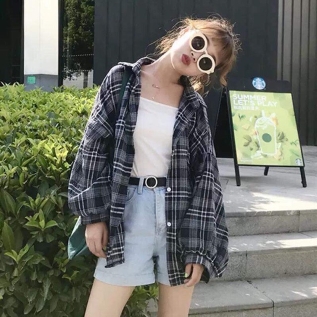 🌸ORDER🌸 Áo sơ mi oversize phong cách Ulzzang Hàn Quốc