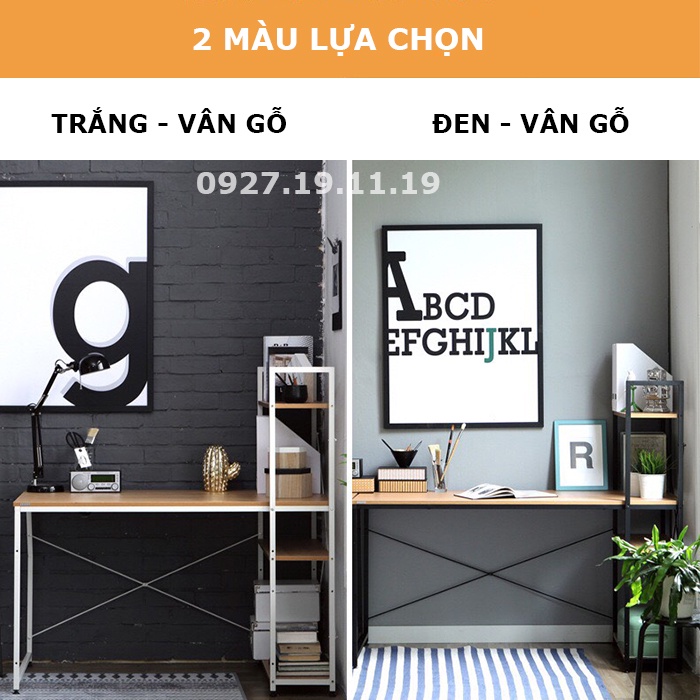 Bàn làm việc Kệ Cao Thẳng, khung sắt liền giá sách, thiết kế thông minh, lắp ráp dễ dàng - BLV01