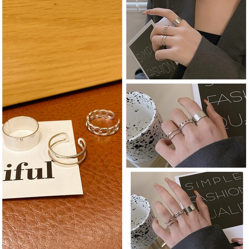 Set nhẫn kim loại thời trang Hàn Quốc thanh lịch dành cho nữ