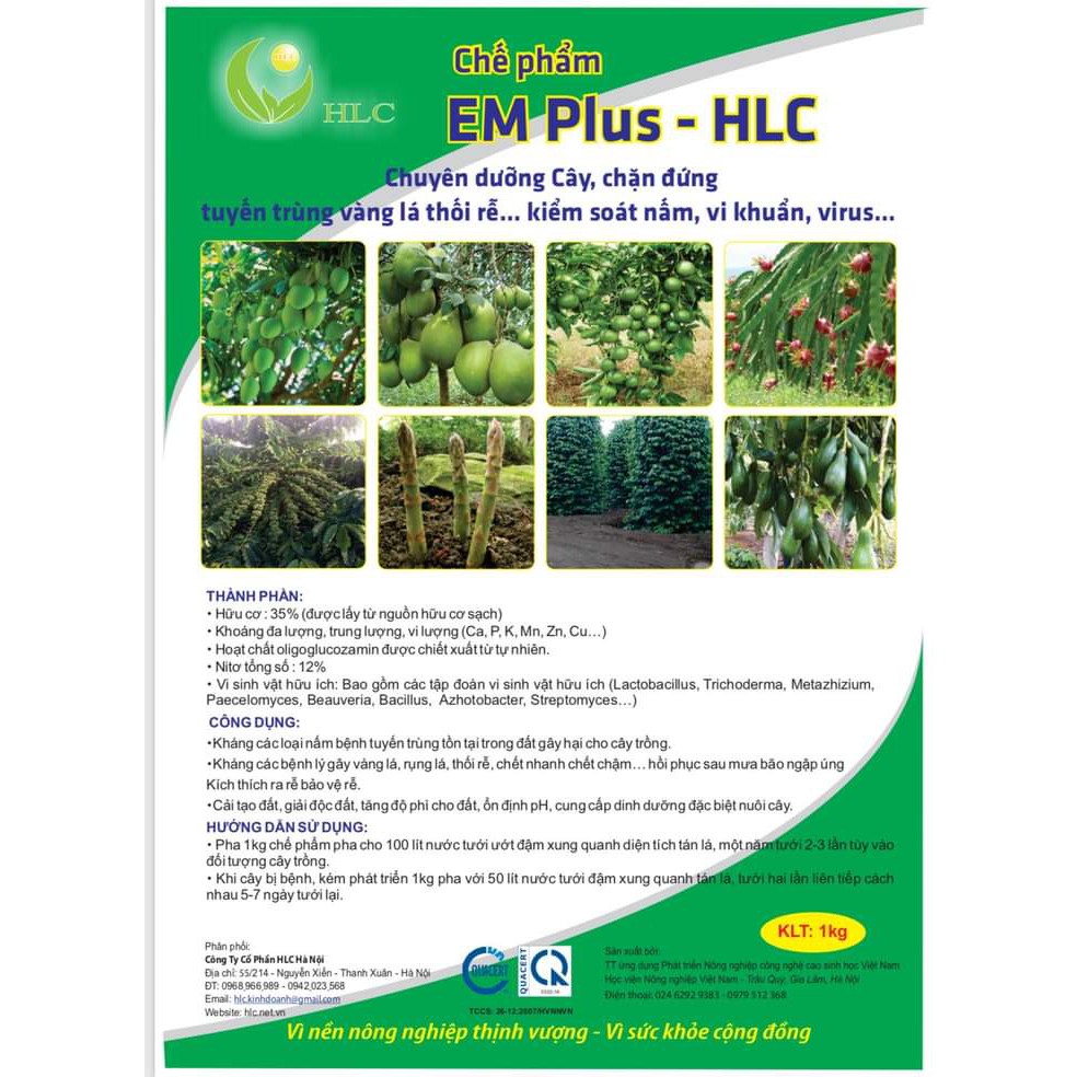 CHẾ PHẨM EM PLUS – HLC - Chuyên dưỡng cây, chặn đứng tuyến trùng, vàng lá thối rễ…kiểm soát nấm vi khuẩn…virus