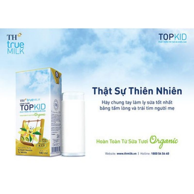 Hộp sữa Oganic Top kid TH true milk 180ml