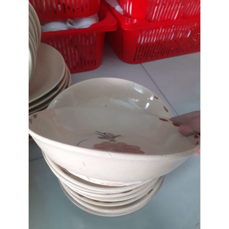 Dĩa Đá Sâu Lòng Hoa Kem Màu Cổ 19.5*4.5cm