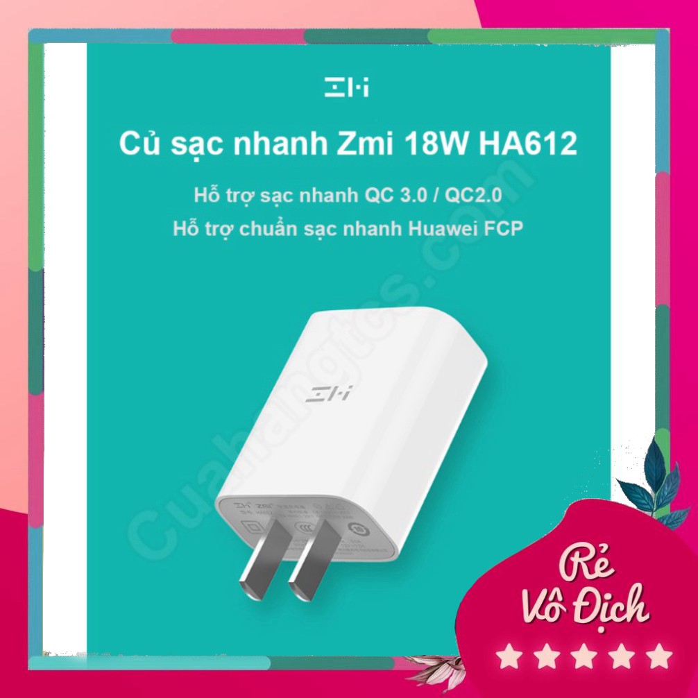 Củ sạc nhanh 18W Zmi xiaomi HA612 Cốc sạc nhanh Xiaomi