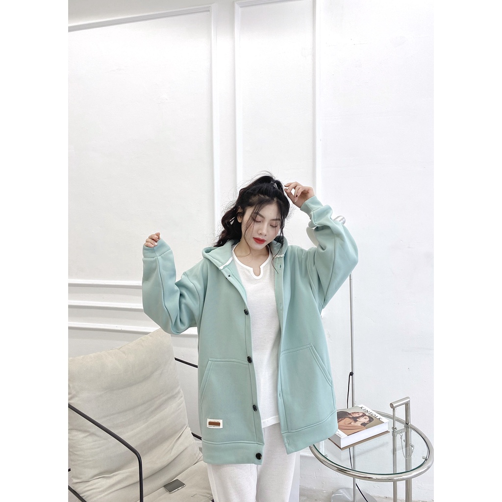 Áo khoác nỉ phối cúc ullzzang unisex