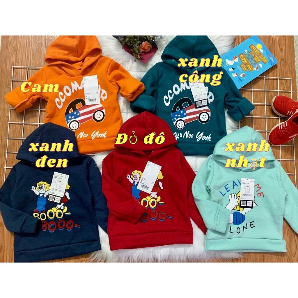 Áo Nỉ Bông Cho Bé Trai, Bé Gái Kiểu Dáng Hoodie Có Mũ Trùm Đầu AN03