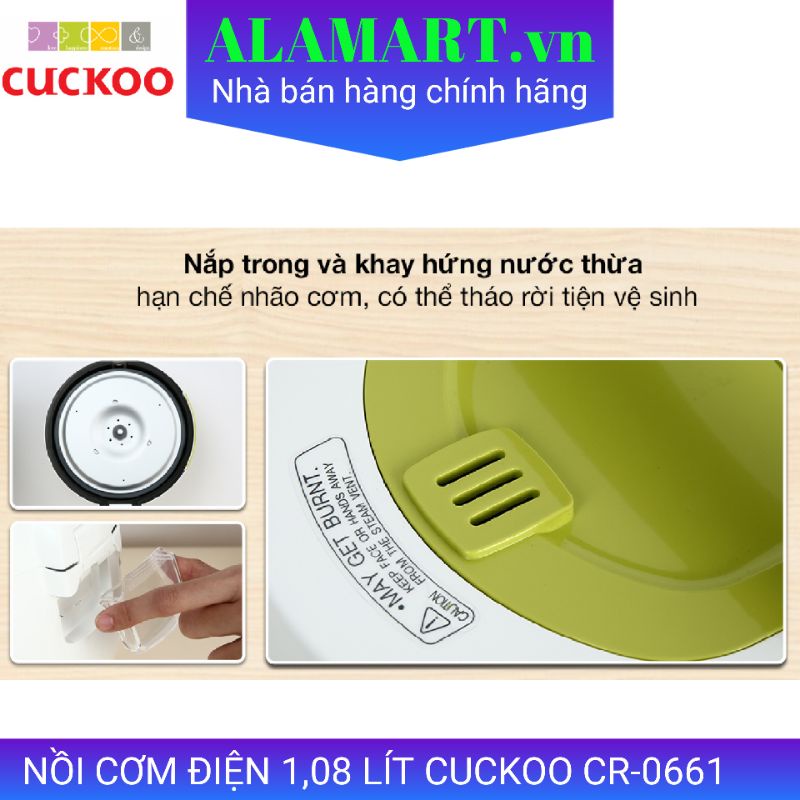 Nồi cơm điện Cuckoo 1.08 lít CR-0661 nhập khẩu Hàn Quốc dùng gia đình 2 - 4 người ăn 0.5kg gạo