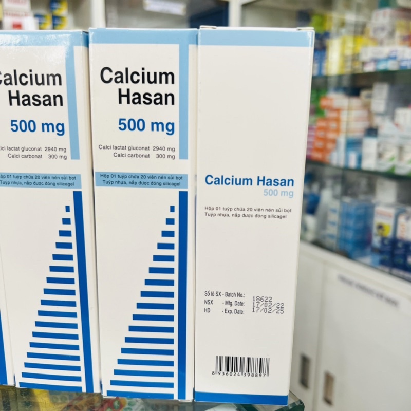 ✅  Calcium Hasan 500mg Hộp 1 tuýp chứa 20 viên nén sủi bọt