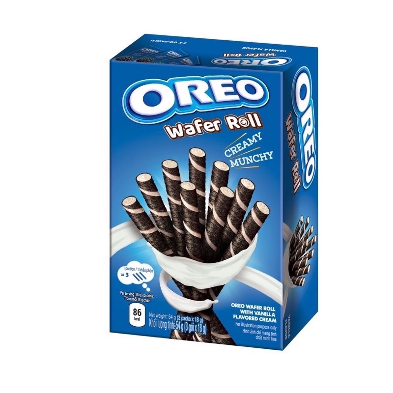 Bánh Ốc Quế Oreo Wafer Roll 54g ( Hộp 3 Gói )