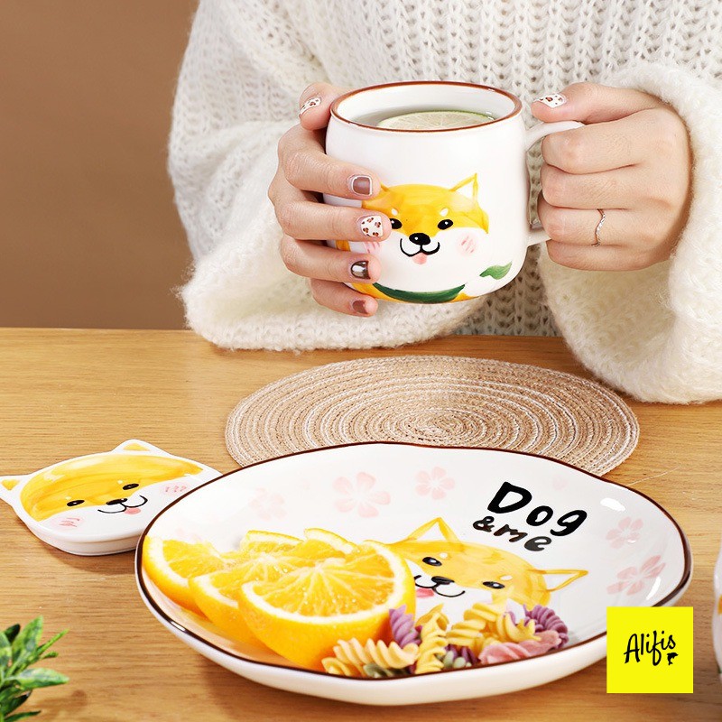 Bộ bát đĩa, bát đĩa sứ họa tiết Shiba và mèo đáng yêu – Phụ kiện bàn ăn và decor (Bán lẻ theo món)