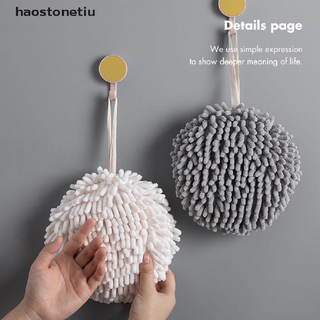 【HA】 Soft Hand Towel Ball Thick Super Absorbent WallMounted Hanging Wipe Cloth Velvet .