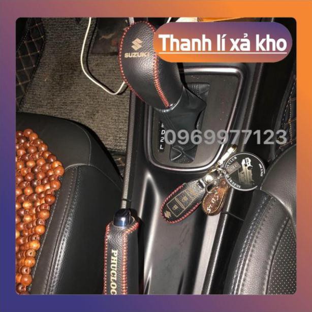 DA BÒ THẬT KHÂU THỦ CÔNG _ Bọc Cần số Suzuki swift, Ciaz, etiga, XL7 khắc logo theo hãng xe