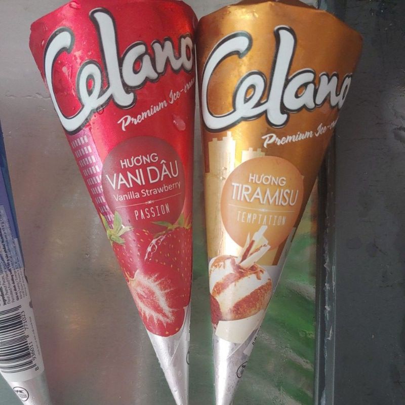 Kem Celano ốc quế ( Vị Dâu, Socola, Vani, Hạt dẻ, Tiramisu)