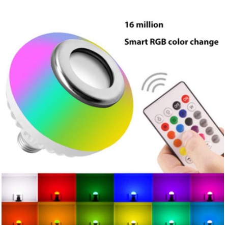 Đèn LED  12 màu kết hợp loa bluetooth âm bass siêu trầm bóng đèn led 7 màu kèm loa bluetooth có điều khiển đi kèm