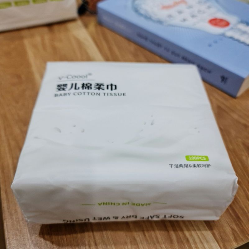 Khăn Vải Khô Đa Năng Vcool dùng tẩy trang lau mặt chất liệu 100% cotton mềm mịn