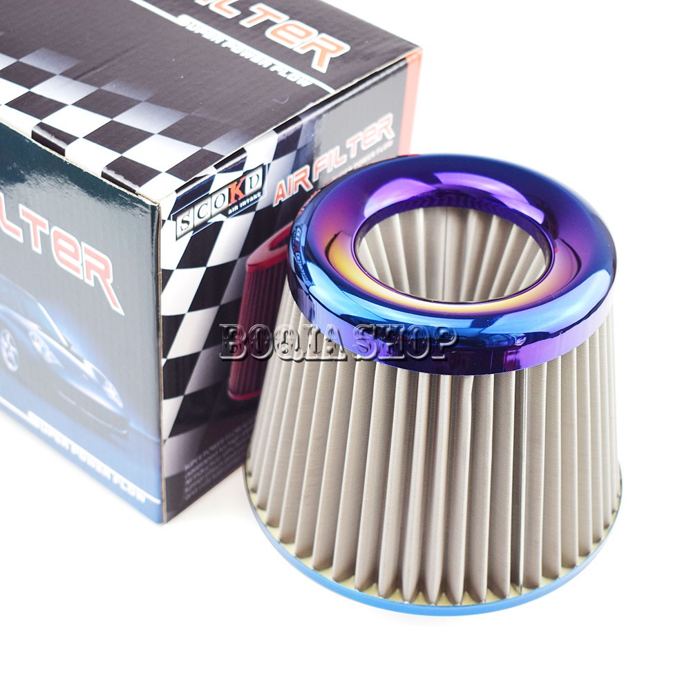 Bộ Lọc Khí Nạp Lạnh Bằng Thép Không Gỉ Màu Xanh Dương 3 &quot;76mm Cho Xe Đua