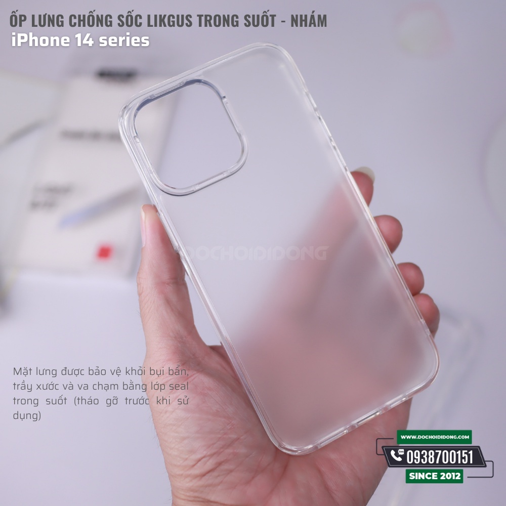 Ốp lưng chống sốc cho iPhone 14 - 14 Plus - 14 Pro - 14 Pro Max LIKGUS trong suốt/ trong nhám