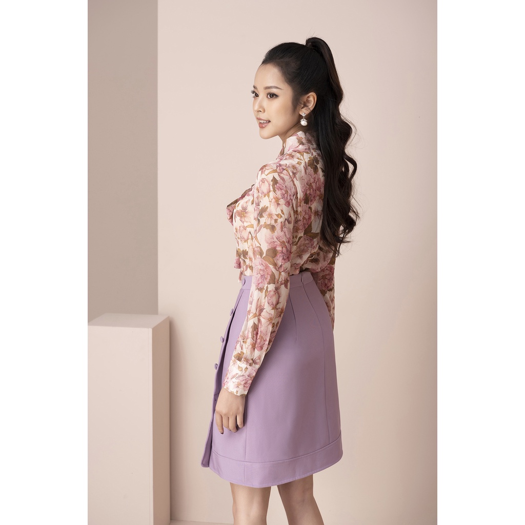 Áo Sơ Mi Kiểu Nữ LUPERI Dáng Suông Dài Tay, Vải Voan Hàn Cao Cấp Mềm Mịn Không Co Nhăn, Họa Tiết Hoa Thanh Lịch LFSM1203