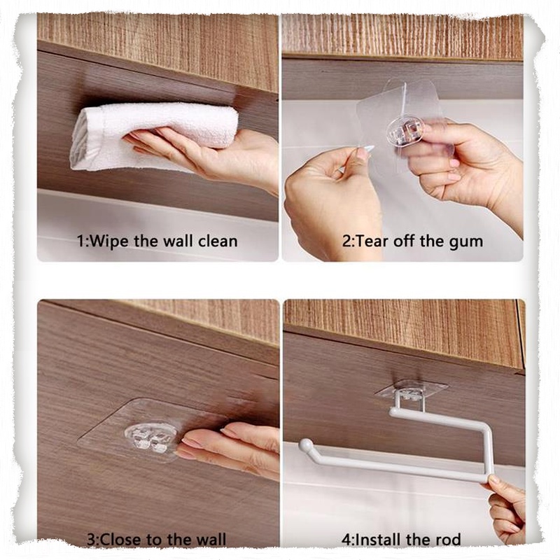 Giá đỡ khăn giấy gắn tường tự dính không cần đóng đinh đa năng cho nhà bếp nhà tắm