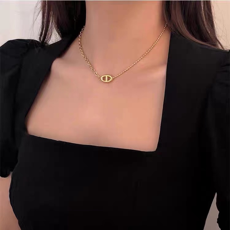Dây chuyền mạ vàng 18K chống thấm nước không dị ứng mặt hình mũi heo dễ thương thời trang Hàn Quốc