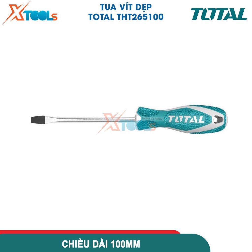 Tua vít dẹp TOTAL nhiều kích cỡ Tuốc nơ vít Thép Cr-V Đường kính 5.0mm hoặc 6.0mm Chiều dài 100mm [CHÍNH HÃNG][XTOOLS]