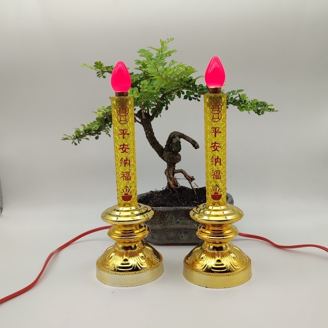 TẶNG 2 BÓNG ĐÈN TRÁI ỚT Cặp đèn Nến thò cúng Đặt lên bàn thờ gia tiên- thờ cúng - thờ phật ....