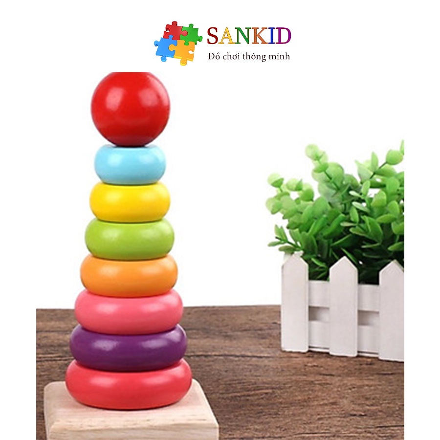 Đồ chơi tháp cầu vồng bằng gỗ size lớn cho bé Sankid