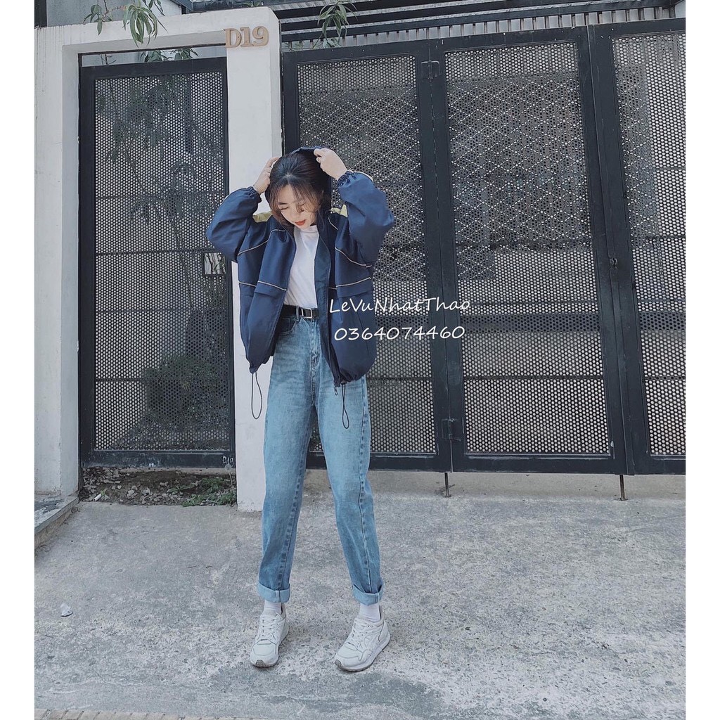 QUẦN BAGGY JEAN NỮ CẠP CAO MÀU XANH ( VIDEO )