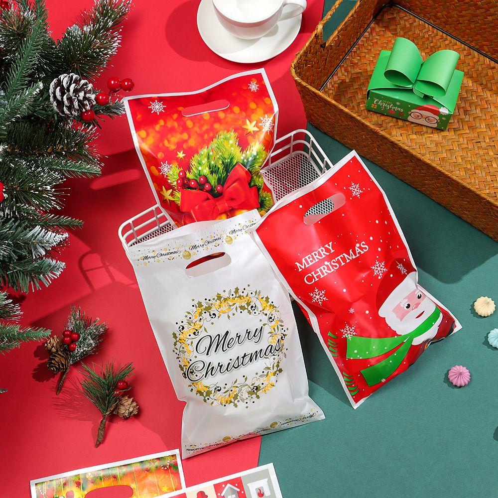 Set 10 Túi Nhựa Đựng Quà Mừng Năm Mới 2023 Hình Ông Già Noel Tuần Lộc Cho Bé