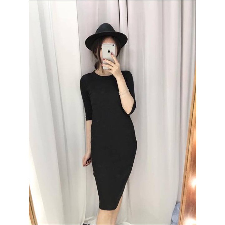 107 - Đầm ôm body cổ tròn, tay lỡ