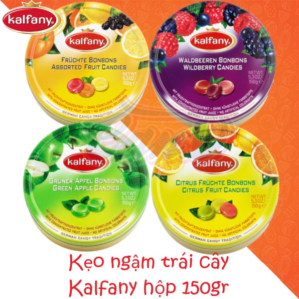 (4 vị) Kẹo ngậm trái cây Kalfany hộp 150gr