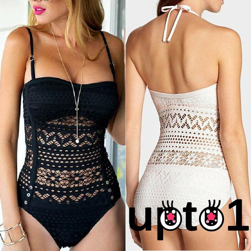 Áo tắm hai dây liền chất ren đục lỗ gợi cảm cho nữ