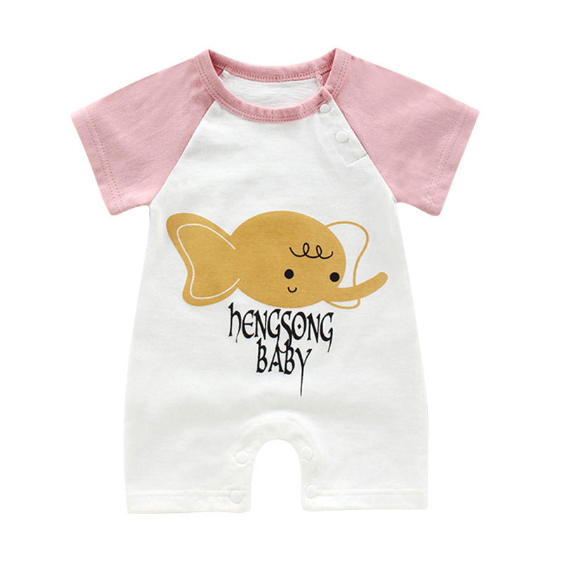 Áo liền quần tay ngắn chất liệu cotton dễ thương dành cho bé sơ sinh