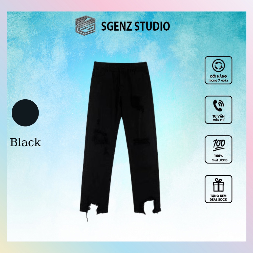 Free Ship Quần Jean Baggy nam rách gối, quần jean nam ống rộng phong cách street style cá tính dành cho GenZ