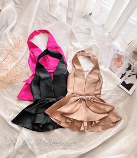 Áo phi lụa cổ yếm kèm nơ chuẩn hàng shop