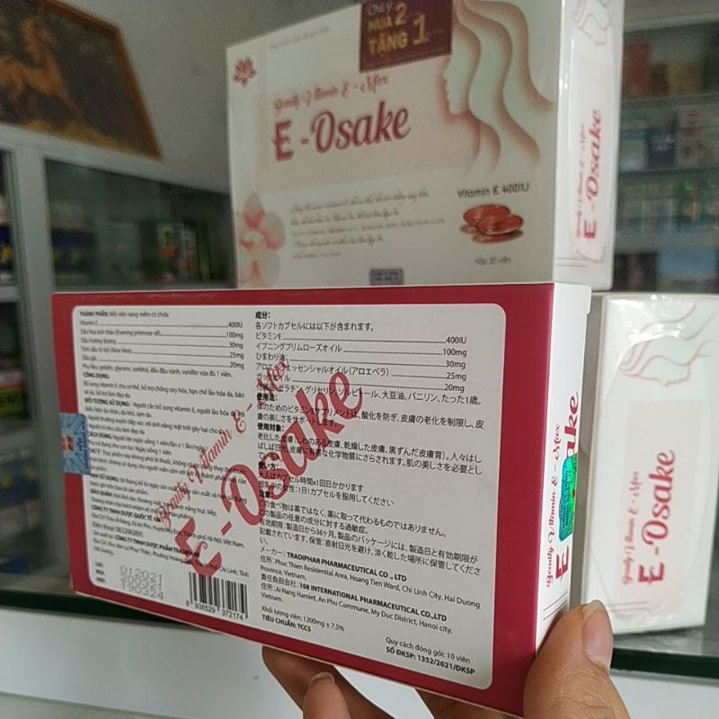 Combo3hộp Beauty Vitamin E - Osake Hoa anh thảo - điều hoà nội tiết dưỡng da chông lão hoá