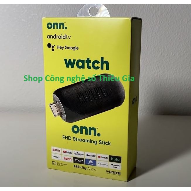 TV Box ONN Stick AndroidTV box chính chủ Google, cấp phép Netflix, HBO Max, Chrome Cast, FHD, Wifi kép, Bluetooth, Voice