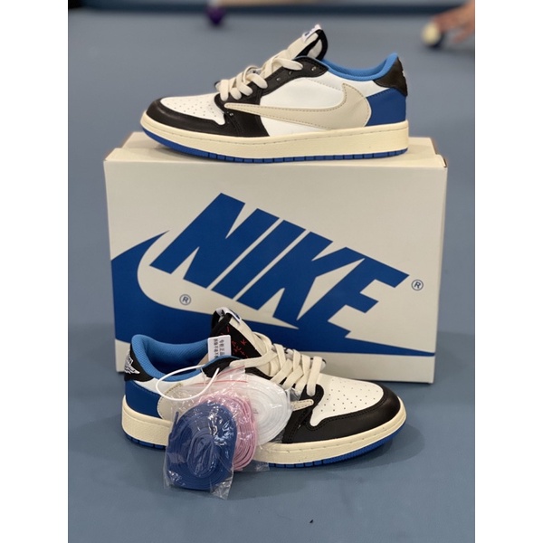 (FREESHIP+HỘP+QUÀ) Giày Thể Thao Air Jordan 1 Low Travis Scott Fragment  Cổ Thấp Màu Xanh đen Siêu Đẹp Sneaker World | BigBuy360 - bigbuy360.vn