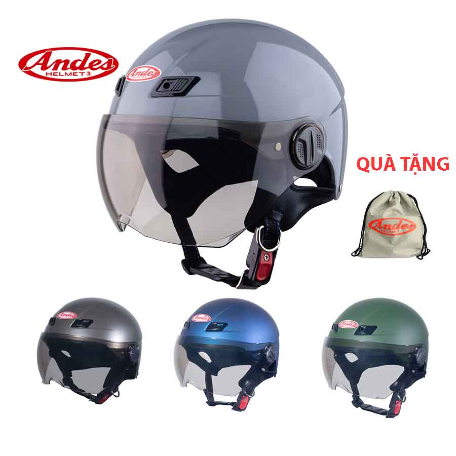 Mũ bảo hiểm nửa đầu Andes 109 -109k có kính chính hãng, bảo hành 12 tháng