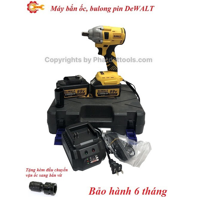 Máy Vặn Mở Ốc Dùng Pin Dewatl-68V 5A.h-2 Pin Li-ion-Bảo Hành 6 Tháng