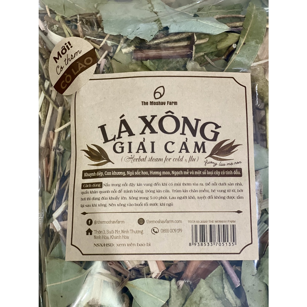 Lá xông thảo mộc giải cảm tăng sức đề kháng công nghệ sấy lạnh The Moshav Farm LX001