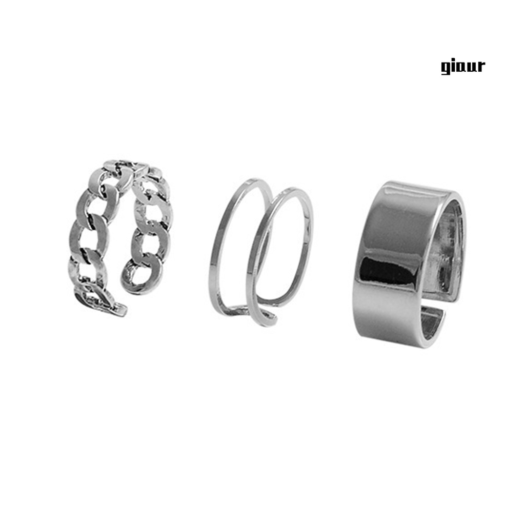 Set 3 nhẫn hở đeo khớp ngón tay phong cách hip hop cá tính cho nữ