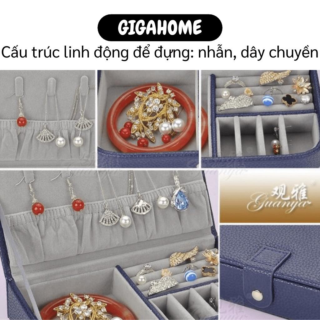 Hộp Đựng Trang Sức GIGAHOME Hộp Bảo Quản Nữ Trang, Khuyên Tai Bọc Da Pu Có Khóa Bấm 7957