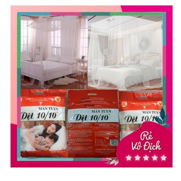 ⚡FREESHIP⚡Màn tuyn chống muỗi 10/10 chính hãng (1m6, 1m8, 2m2) không cửa