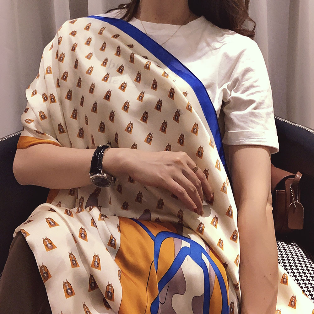 Khăn Choàng Lụa Satin Kiểu Vuông 90*90cm In Họa Tiết Thời Trang Cho Nữ WJ1006-39