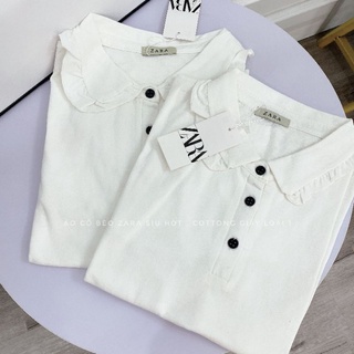 Áo phông cổ đức viền bèo, chất cotton mát mẻ, dáng basic